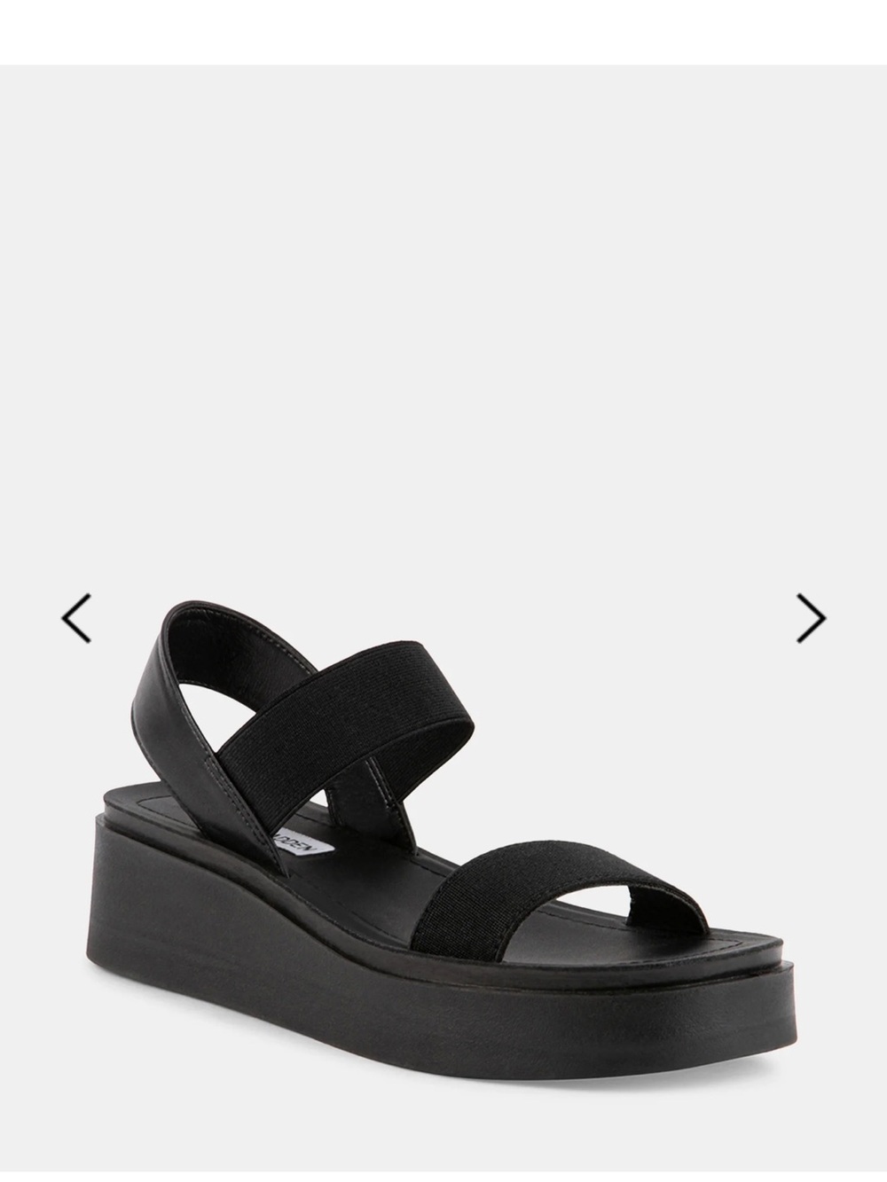 Steve Madden Janice platform wedge sandals, featuring black elastic straps. - Picture 9 of 10